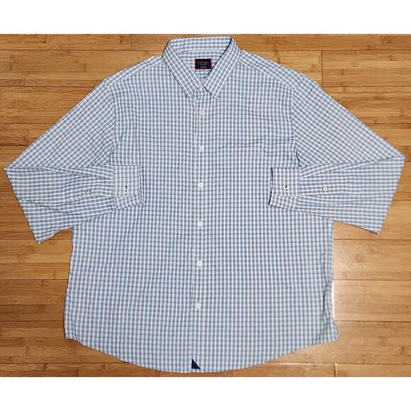 UNTUCKit Duras Performance Slim Button Up Shirt Men's XXL 2XL White Blue Check - Picture 1 of 9